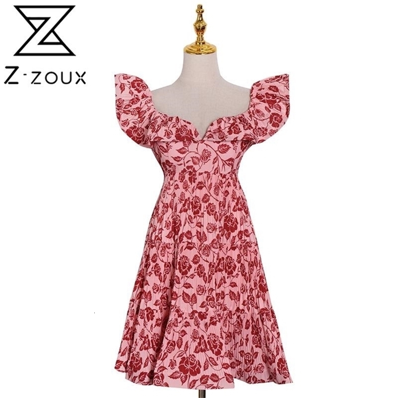 Women Dress Ruffles Patchwork V-neck Print Short Beach Dresses Plus Size Vintage Sexy Summer 210513