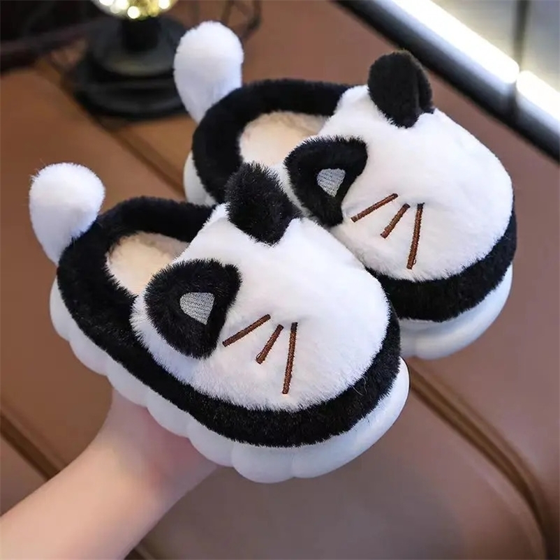 Winter Childrens Baotou Cotton Slippers Boys And Girls Soft Sole Non Sip Cartoon Plush Warm Home Slippers Fluffy Slippers 241230bj