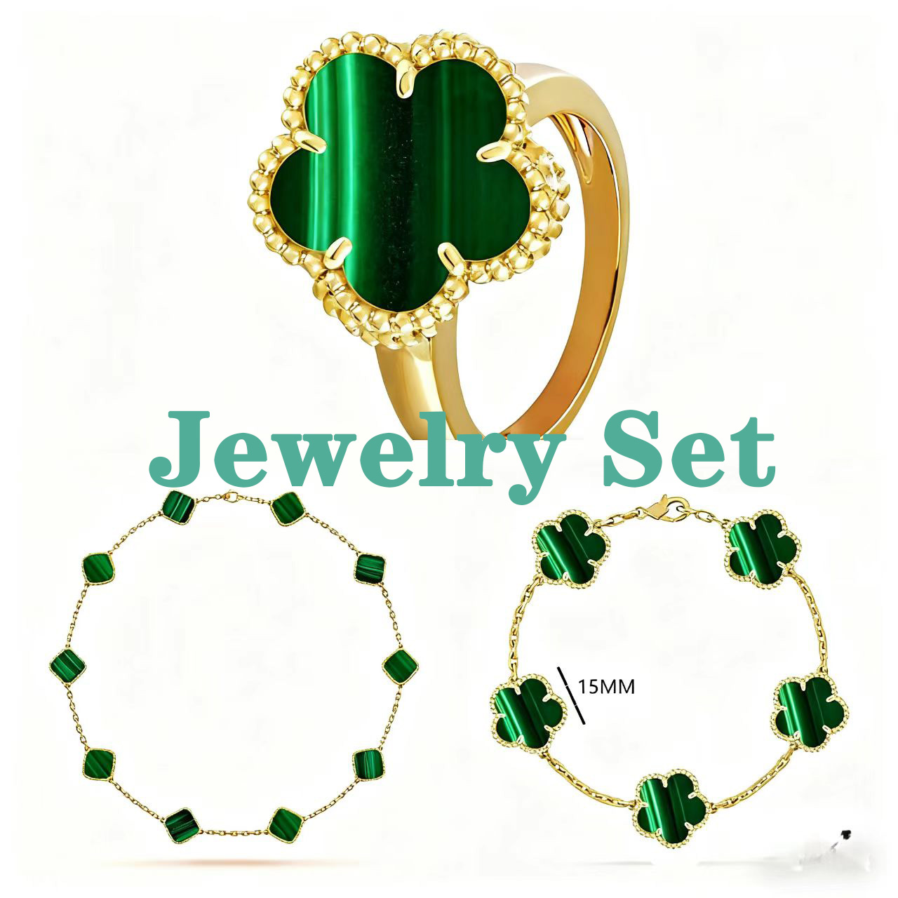 clover bracelet necklace ring Set luxury jewelry bracelet Stainless Steel 18K Gold Plated High-quality fashion design Best Gift jewelry designer bracelet women