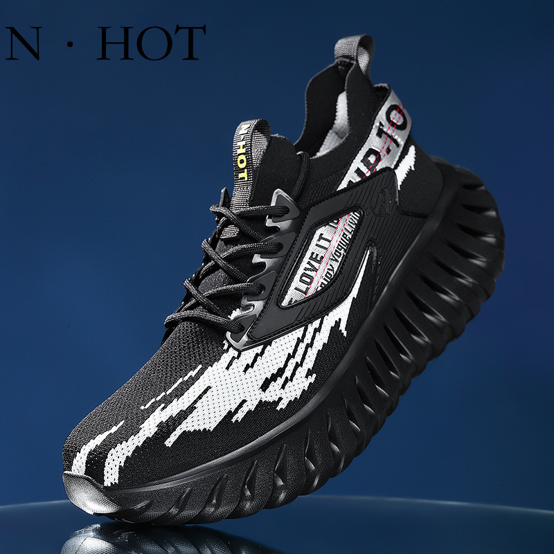 NHOT Designer Luxury Fashion New Flyknit Breathable Lightweight Running Shoes Anti Slip Men's Outdoor Sports Shoes Casual Thick Soled Height Incr