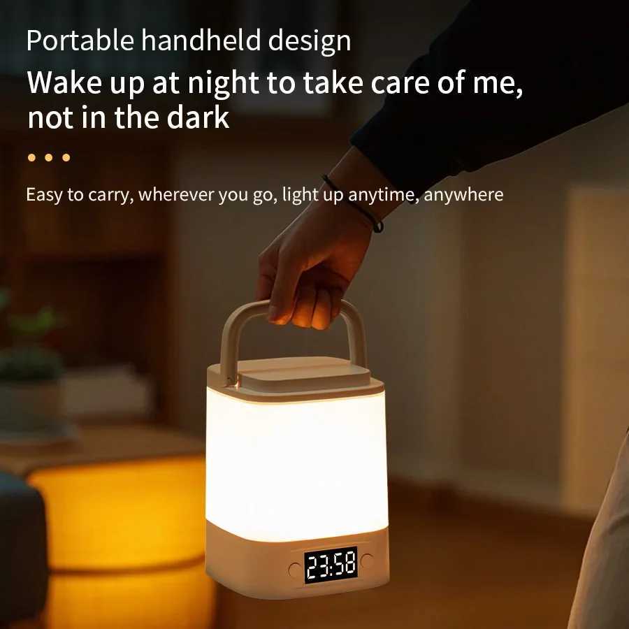 Rechargeable LED Table Lamp Clock Time Display Screen 3 Colors Desk Lamp Remote Control Touch Sensor Night Lamp Bedroom Decor C251115