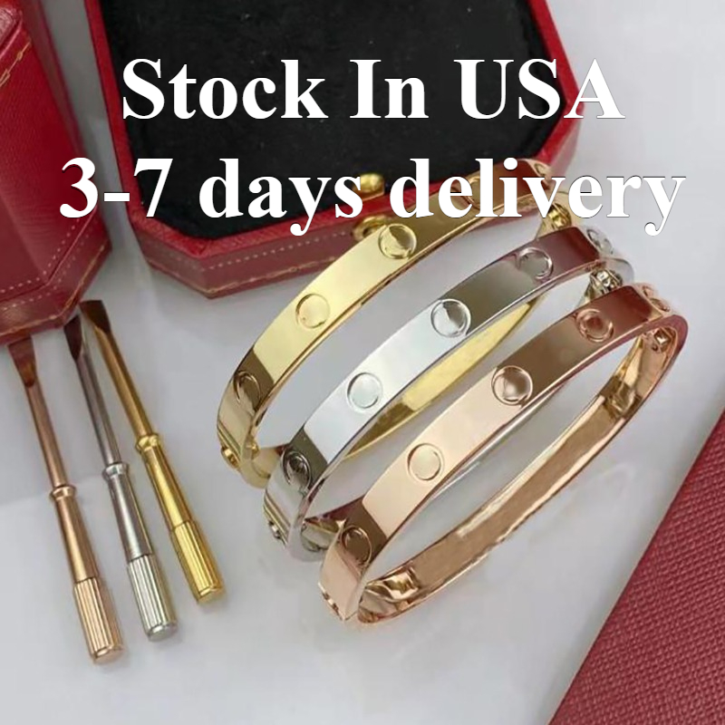 Screw Bracelet Designer Jewelry Classic Gold Bangle 18K Gold Plated Titanium Steel Diamond for Women Men Bracelets Silver luxury Jewelry Designers 15 to 22 size