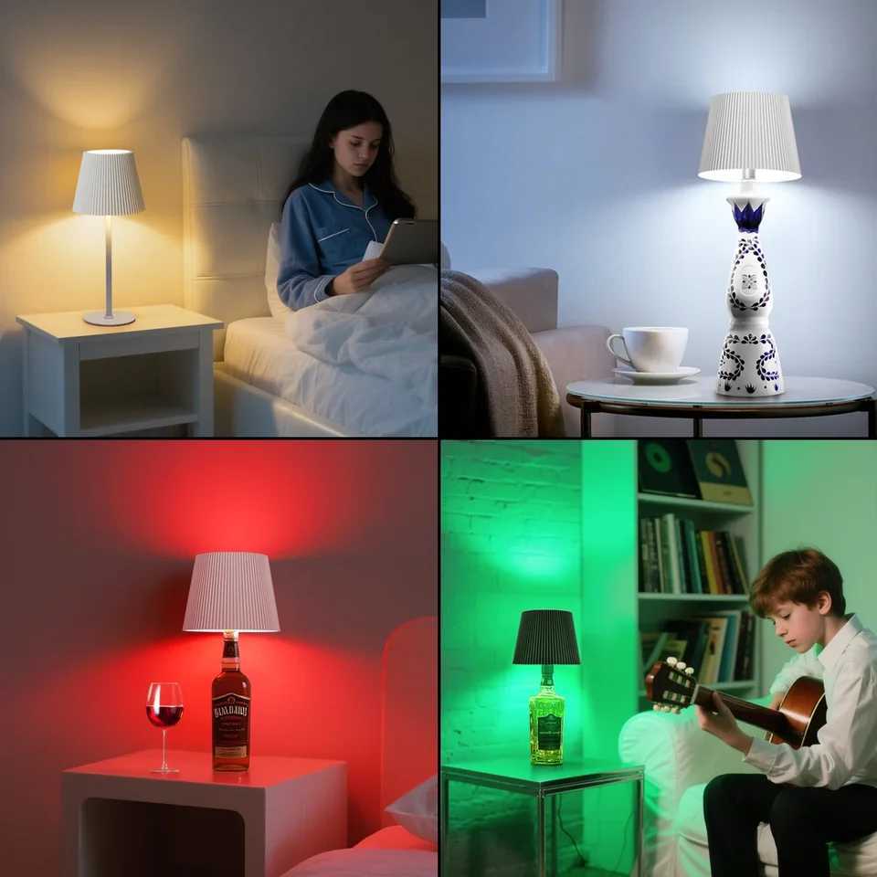 USB Rechargeable Table Decor LED Lamp 3 ColorRGB Dimmable Room Ambient Night Lighting Bedside Desktop Lights 2Way Installation C251115