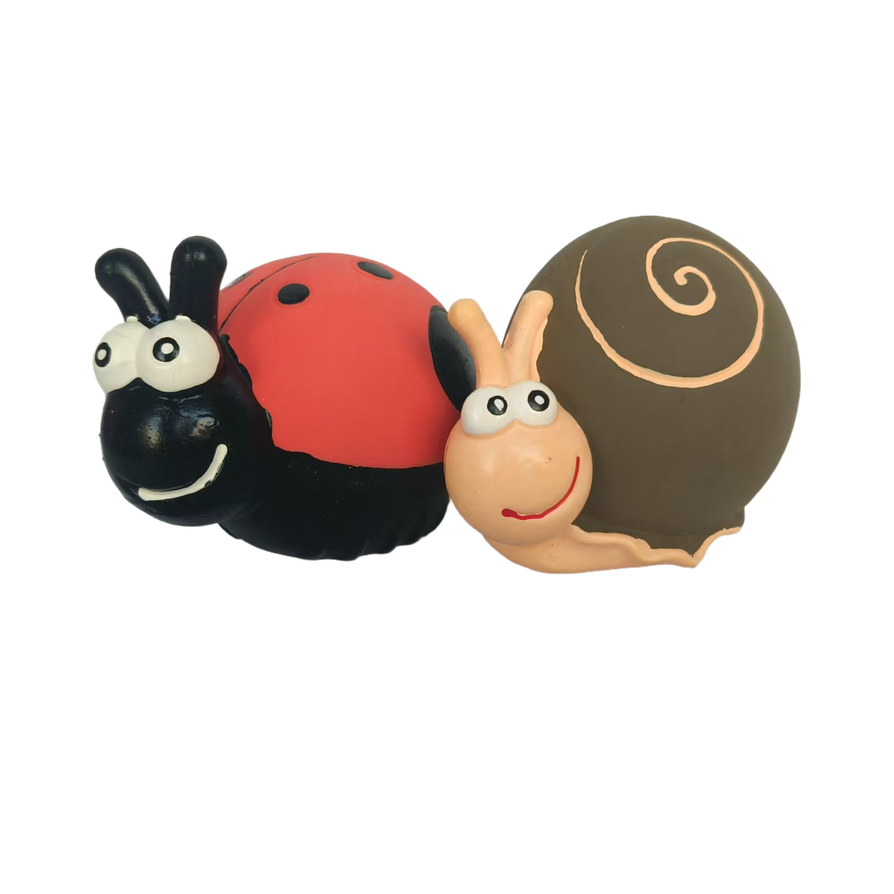 Latex Interactive Snail Dog Toy Soft Natural Rubber Screaming Ladybird Dog Toys for Playing and Chewing Puppy Toy with Bright Color for Small Dogs 2pc