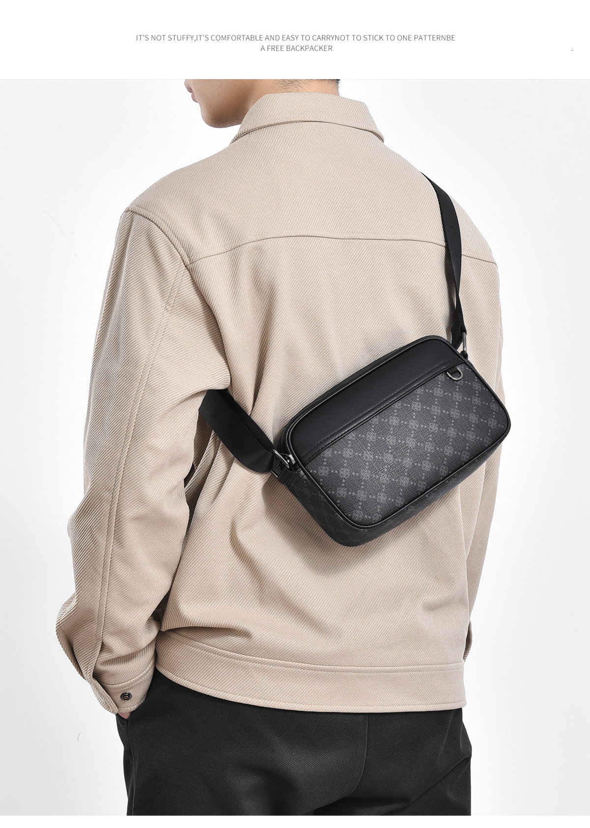 Guguo Designer Bag Commuting Men's Bag Printed Casual Travel Waterproof Men's Crossbody Luxury Bag Bag PVC Outdoor Lightweight Men's Po