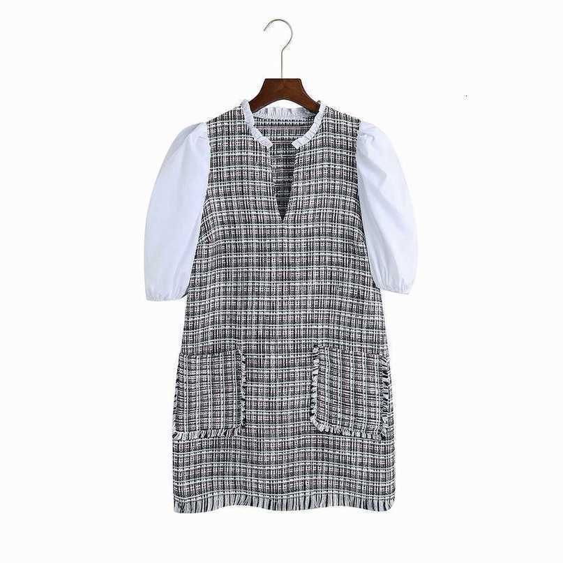 Women Spring Dress Fashion Patchwork Raw Edge Modern Lady Casual Above Knee Dresses 210602