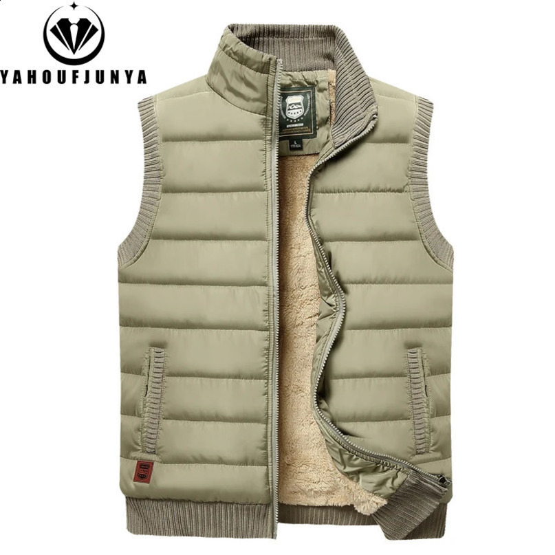 Men Winter Sleeveless Casual Warm Stand Collar Vest Autumn Solid Color Outdoors Windproof Fashion Style Male Coat 241021