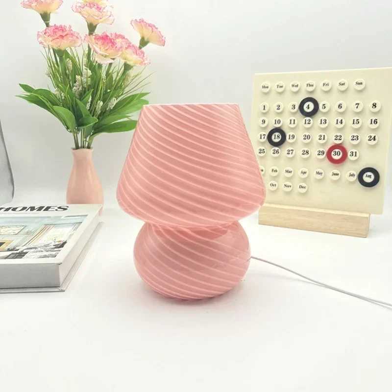 Glass Mushroom Table Lamp Light Night Desk Lamp Room Decor Home Interior Decoration Lighting Lamps Bedside Led Table Bedroom C251115
