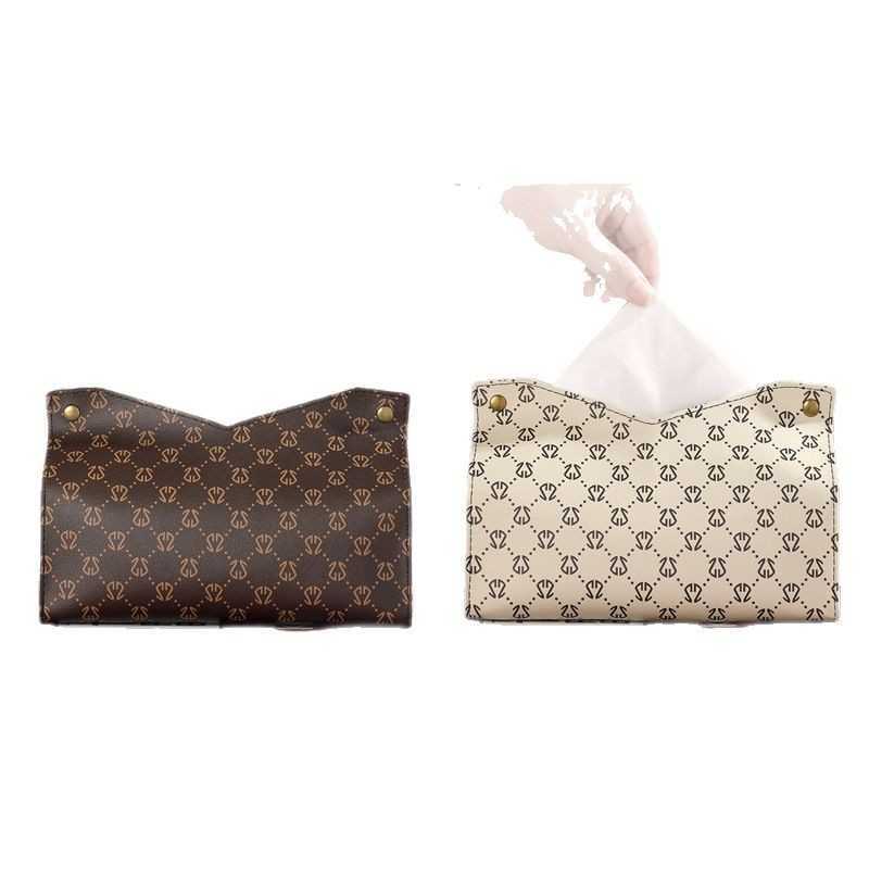 Ins Style Leather Tissue Box Highend Car Tissue Box Nordic Light Luxury Tissue Storage Box Living Room Bedroom Tissue Bag C250924