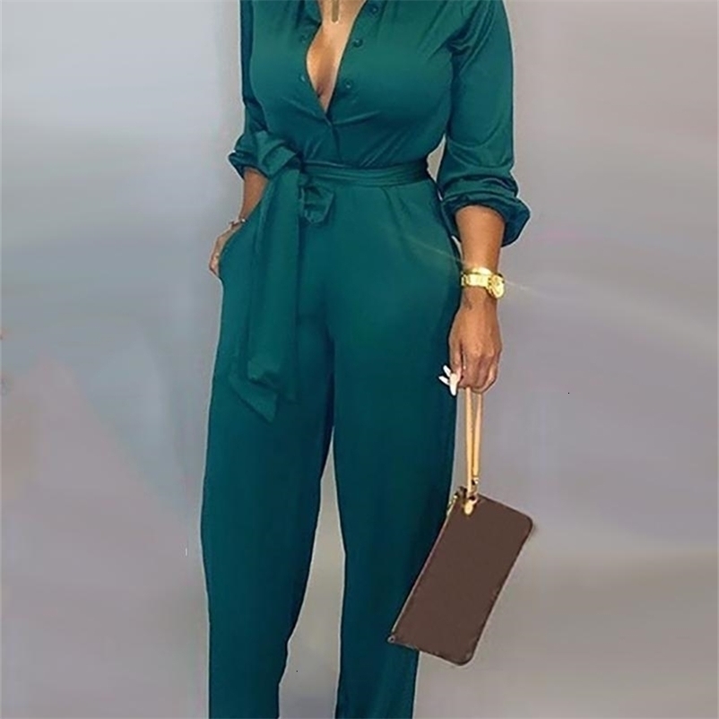 Women's Jumpsuits Rompers Women Buttoned Jumpsuit Long Sleeve Autumn Rompers Women Jumpsuit Overalls 231202
