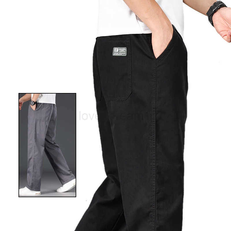 Big Size Mens Casual Pants Relaxed Fit Cotton Trousers Elastic Waist Drawstring Sweatpants Mens Jogger Pants Summer Spring T250924