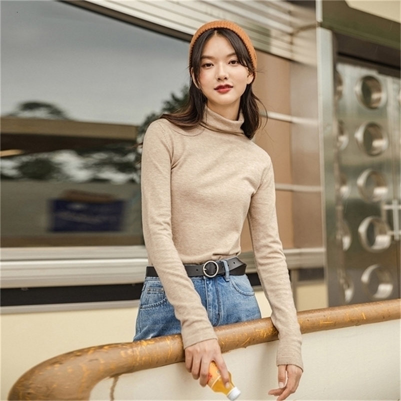 INMAN Winter Arrivals Inner High Neck Basic Long Sleeve Thin Pure Color Slim Bottomed Women's Sweater 201224