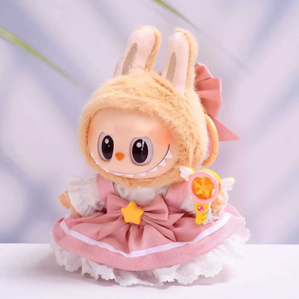 Doll Clothes For 1517cm Labubu Plush Doll Cosplay Kawaii Sakura Skirt Magic Wand Headwear Shirt 4PCSPack Anime Peripheral Gift C250924