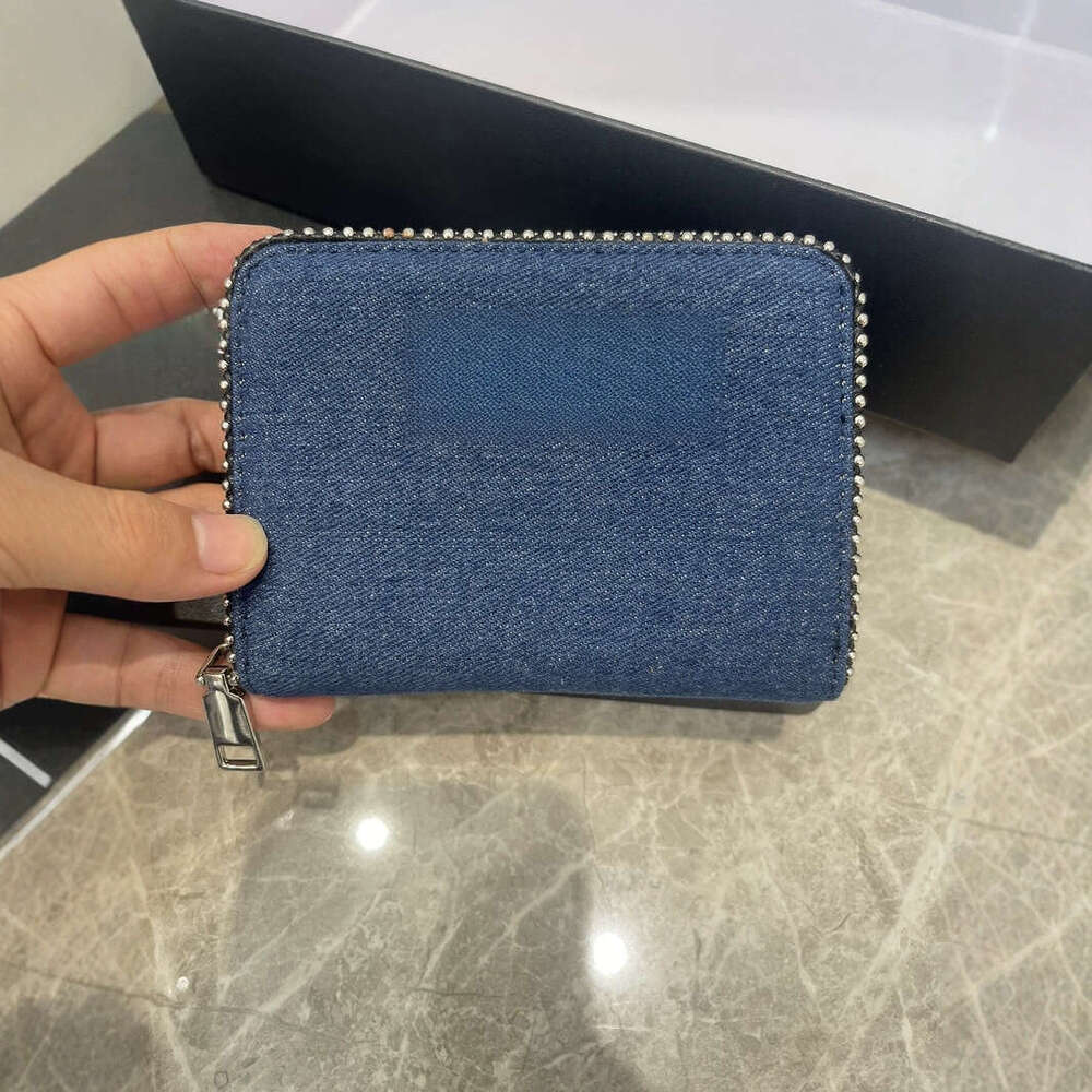 Black Rhinestone Women's PU Metal Chain Bag Wallet Card Holder Denim B5