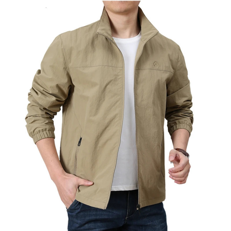 Autumn And Spring Mens Casual Jacket Outdoor Clothing Work Windproof Standing Collar Loose Baseball 240712