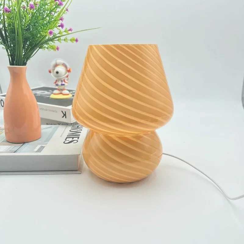 Glass Mushroom Table Lamp Light Night Desk Lamp Room Decor Home Interior Decoration Lighting Lamps Bedside Led Table Bedroom C251115