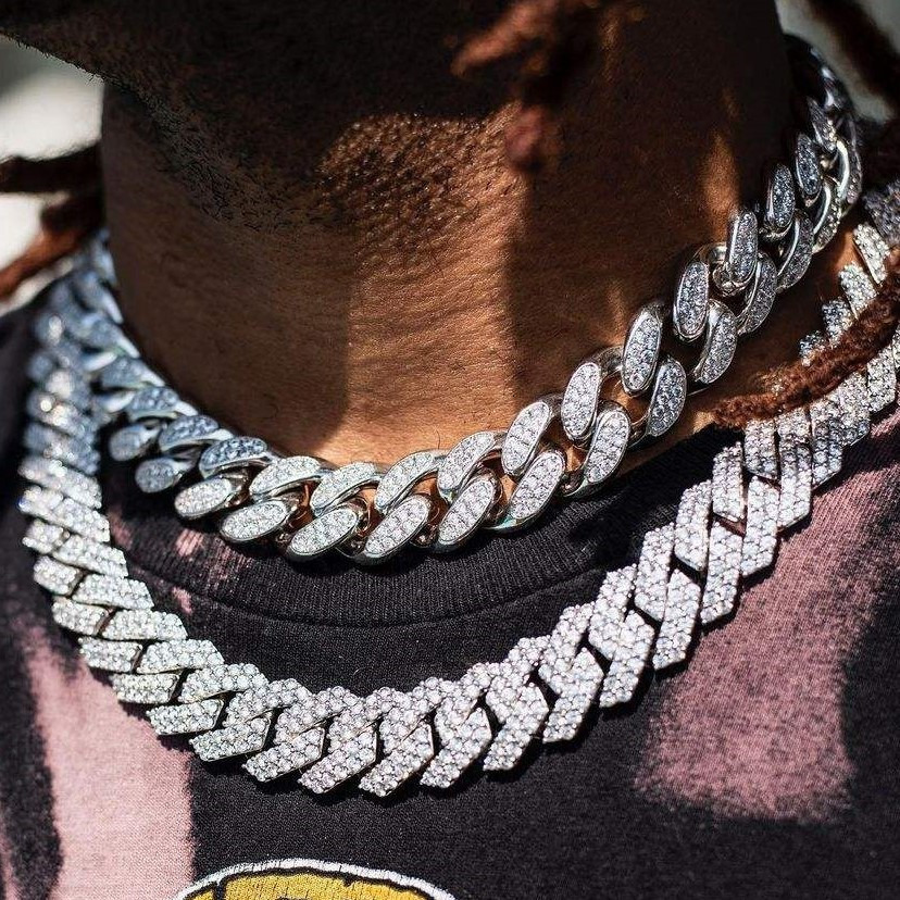 JWY Hip Hop Jewelry 12mm Diamond CZ Iced Out Miami Cuban Link Chain Necklace Chain for Men