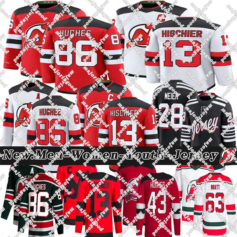86 Jack Hughes new jersey hockey jersey devilsS jersey Jesper Bratt Timo Meier Nico Hischier Dougie HamiltonS Luke Hughes Dawson Mercers Martin Brodeur jerseys men