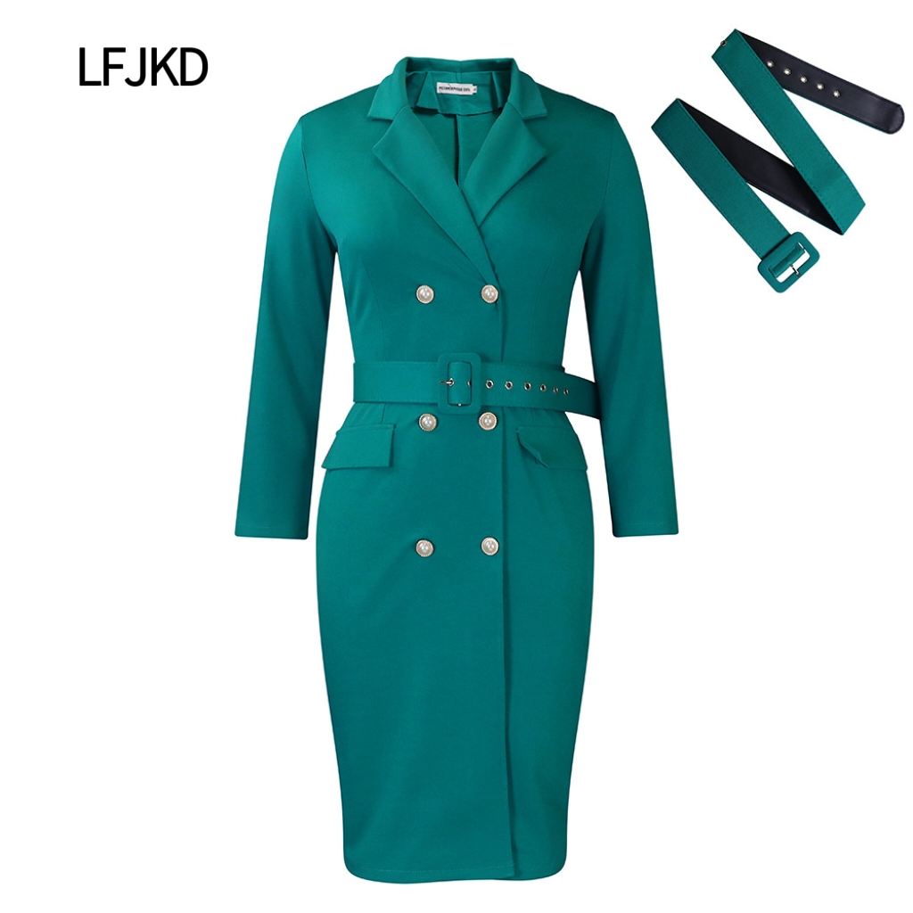 K2239 Business suit dress for women, double-breasted commuter professional dress, plus-size office elite attire, fashionable and slim fit