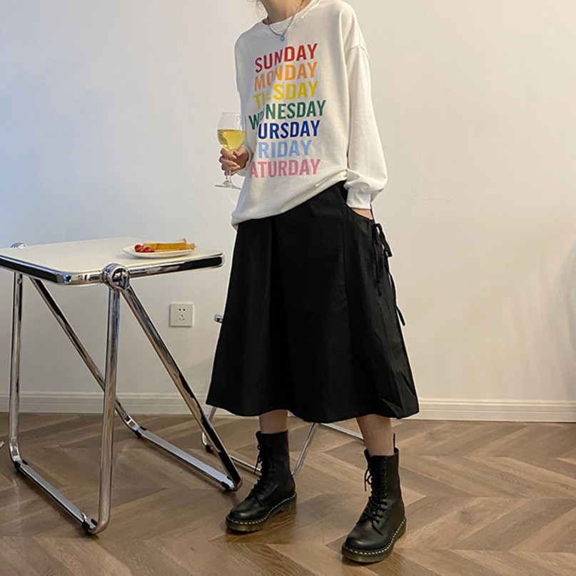 autumn korean style colorful letter print sweatshirts womens long sleeve pullovers (F4073) 210423