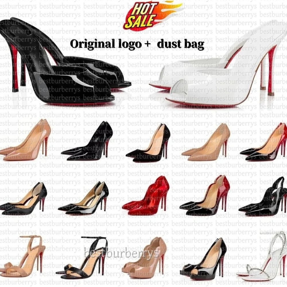 Brand heels Women High Heels Shoes Designer Luxury Soled Peep Toe Sandals Pointed Toe Sandals 6cm 8cm 10cm 12cm Nude Black Patent Leather Woman Pumps 35-44 02
