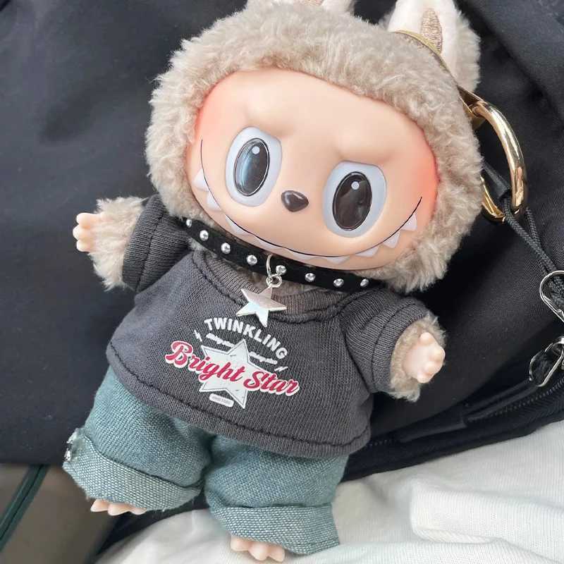 For Labubu Clothes For V1V2V3 Plush Idol 1517cm Doll Hip Hop TShirt Pants Necklace 3PCSPack Decoration Accessories Fans Gift C250924