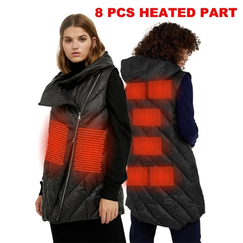 CEPRASK 8 Places Winter Intelligent Electric Vest Jacket Womens Coat USB Infrared Flexible Hooded Coat 241111