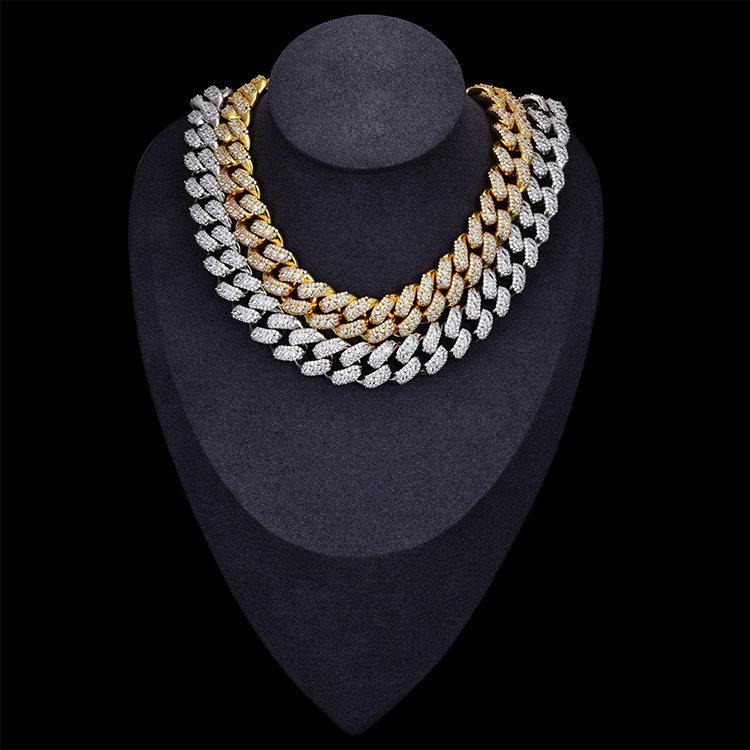 New Arrival Fashion Jewelry 18k Gold Plated SilverMoissanitemoissanite Link Chain Hip Hop Cadena Cubana Iced Out Necklace