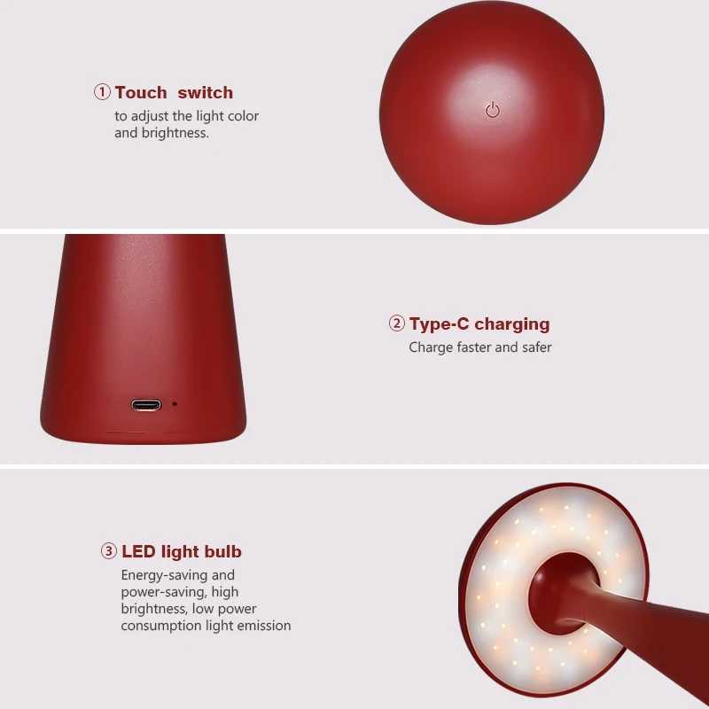 Mushroom Jellyfish Lamp Modern Decoration LED Touch Night Light Wireless Rechargeable For Bedroom Study Living Room Gift C251115