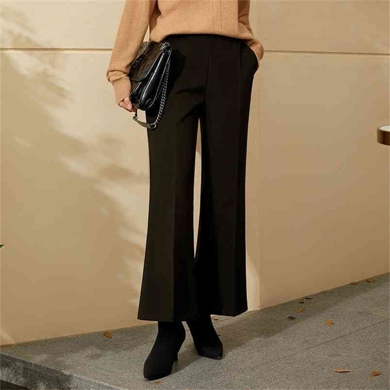 Minimalism Winter Trend Women's Pants Caual Solid Flare OLstyle Women Trousers 12030452 210527