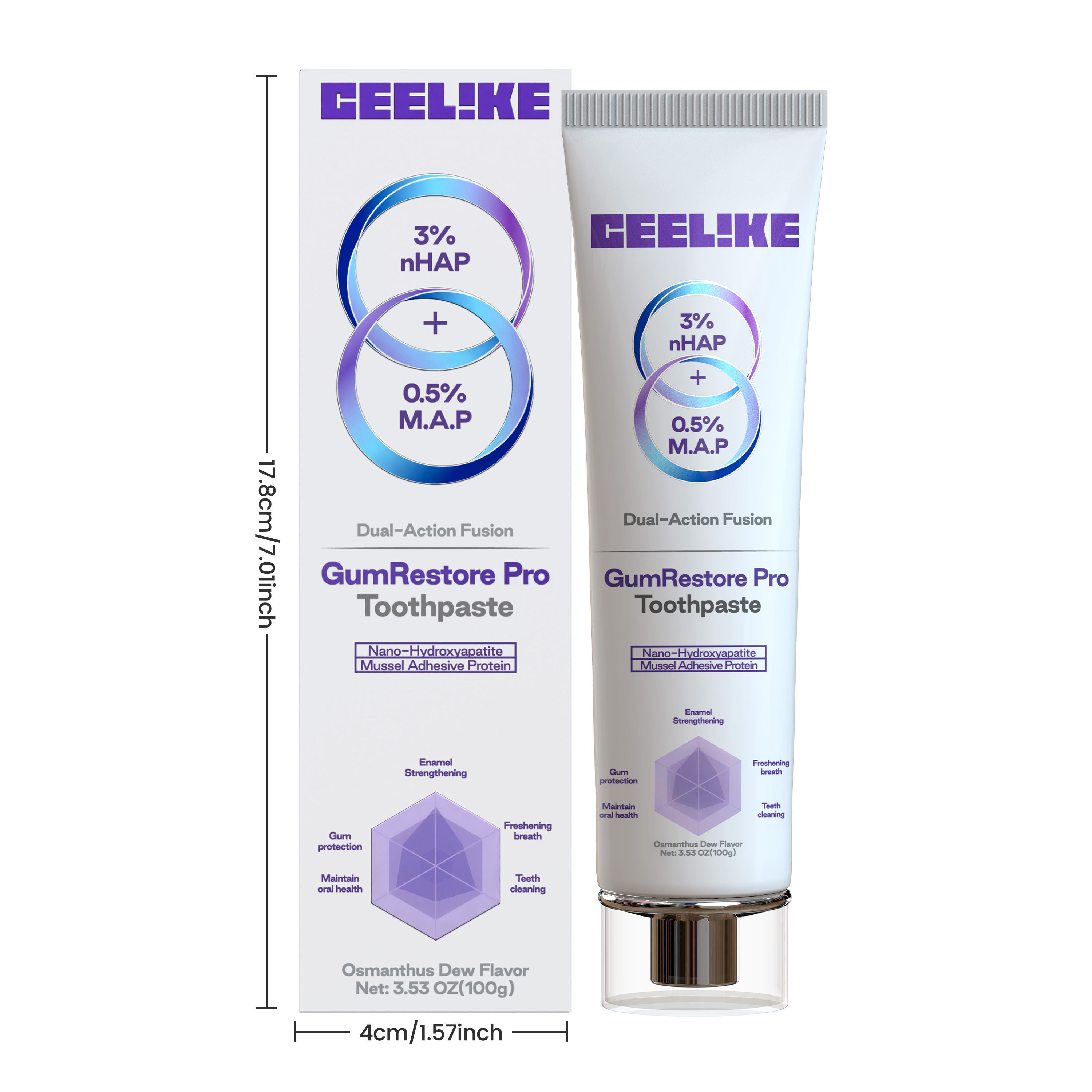 CEELIKE Gum Care Toothpaste - Dual-Action Enamel & Gum Support with 3% Nano Hydroxyapatite (nHAP) & 0.5% Mussel Adhesive Protein - 3.53oz