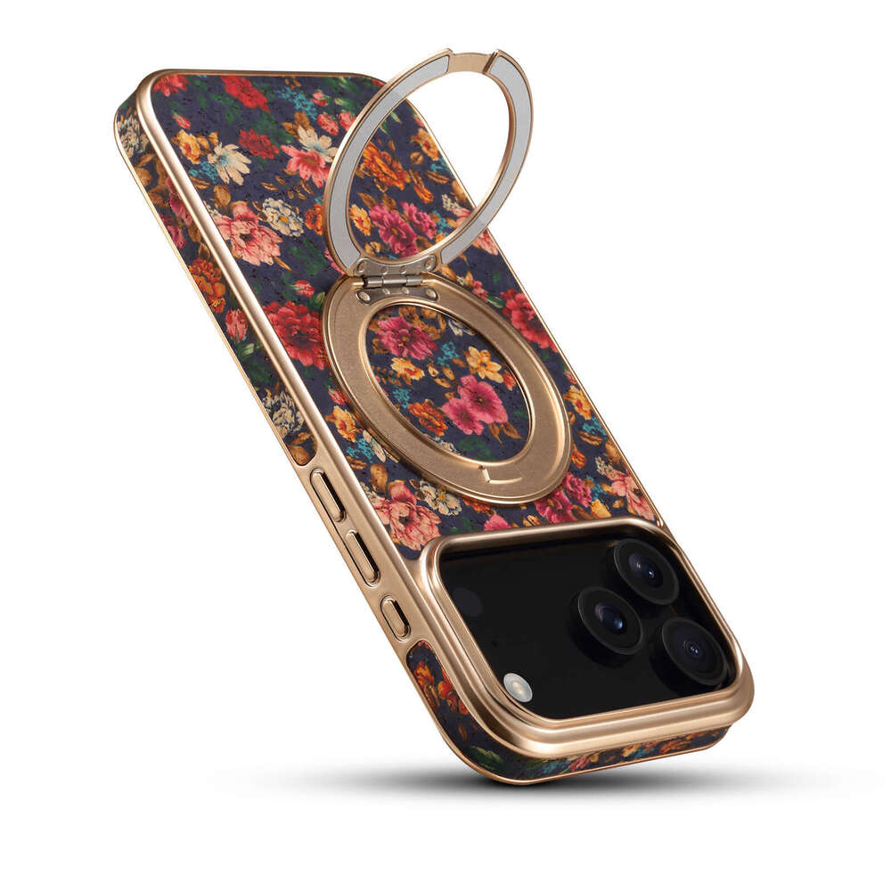Phone Case Denior Flower Language Gear Electroplated Magnetic Leather Stand For Apple Iphone 17 Pro Max Air