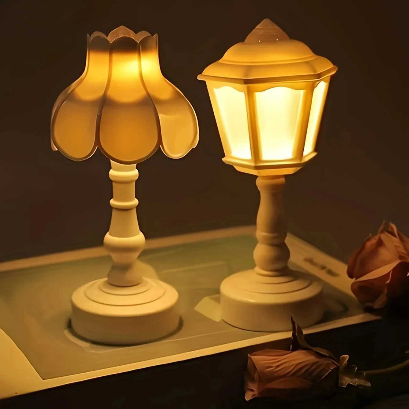 Geometric Flower Bud Button Battery LED Table Lamps Desk Night For Bedroom Dining Touch Night Light Simple Modern Decoration C251115