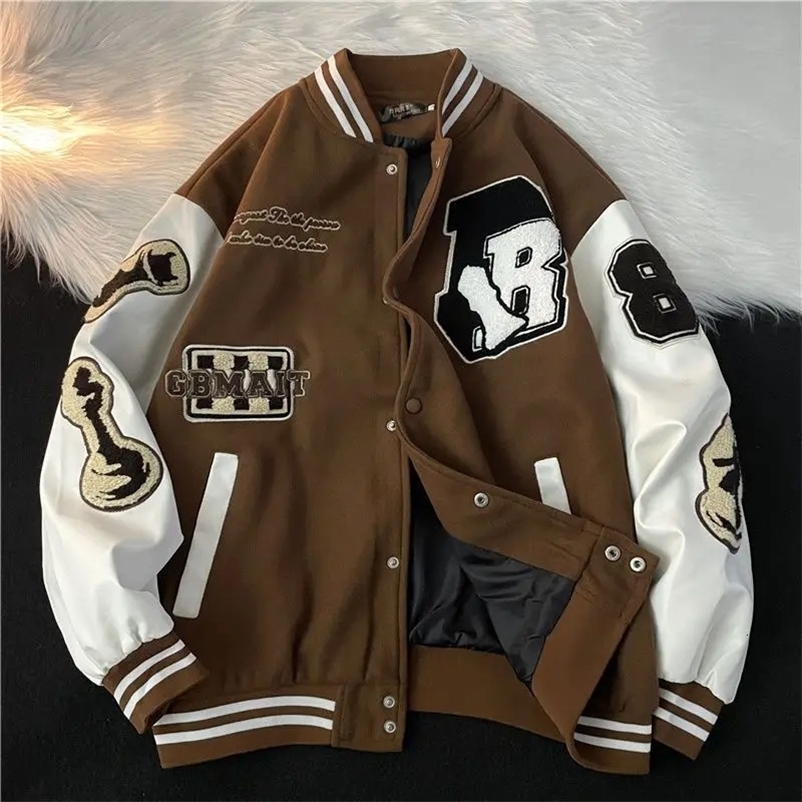 American Letter Embroidery High Quality Jackets Coats Mens Y2K Street Hip-Hop Trend Baseball Uniform Couple Casual Joker Jacket 240717