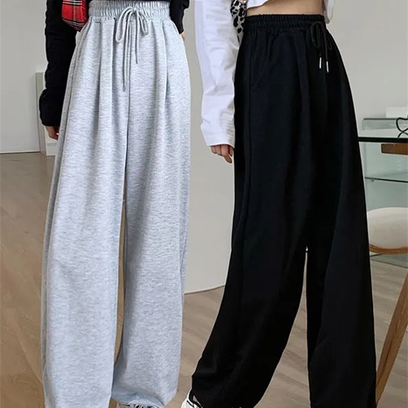 Women's Pants Capris JMPRS Gray Women Sweatpants Autumn Baggy Fashion Oversize Sports Pants Black Lace Up Spring Cotton Joggers Streetwear Trouse
