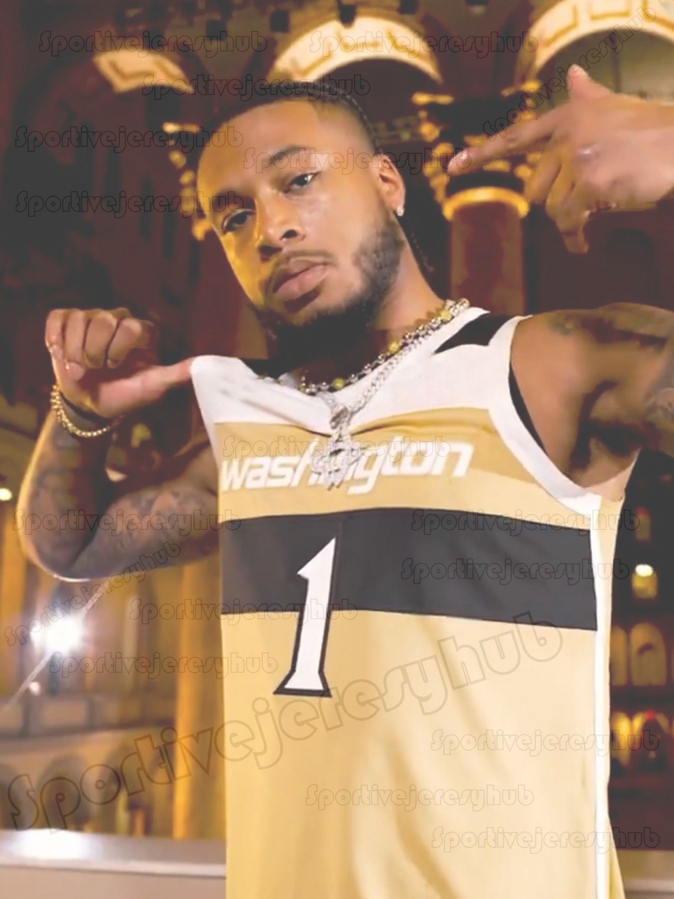 Custom Johnson III 2025-26 City Edition Gold Basketball Jersey Poole McCollum Sarr Kispert Porzingis Carrington Coulibaly George Middleton Custom Stit