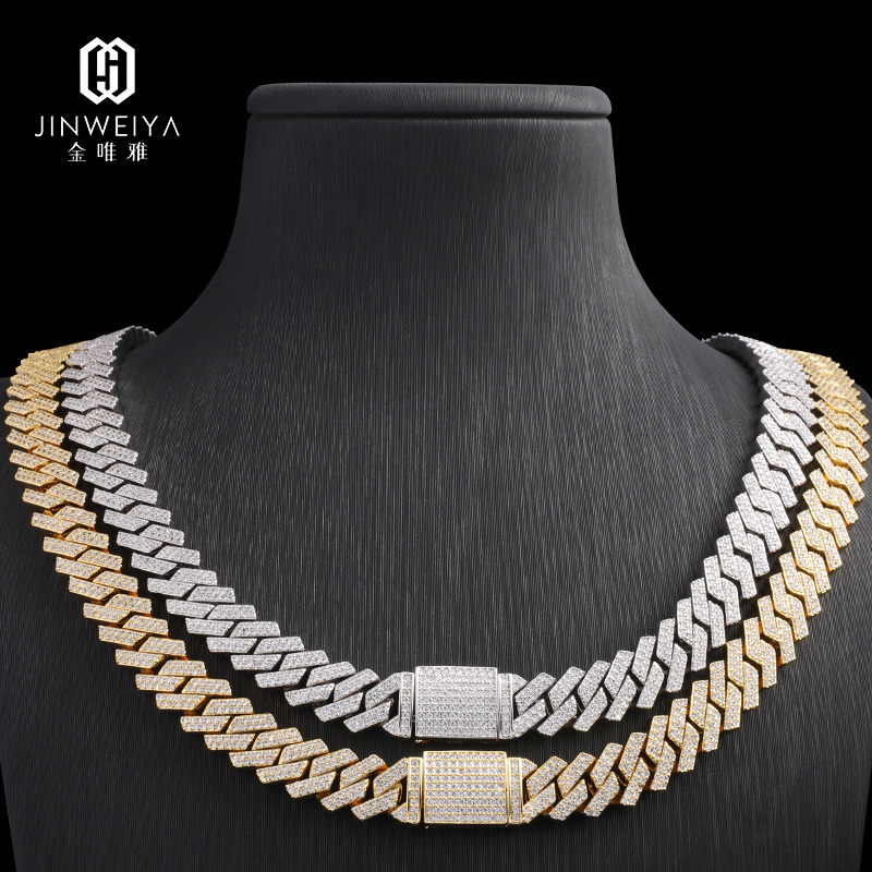 Hip Hop 925 Silver Cuban Chain Necklace for Men VVS Moissanite Moissanite Gold Plated Link Chain for Anniversaries