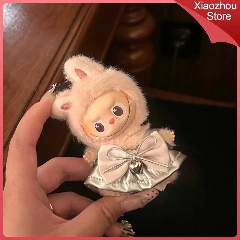 New Suitable For Labubu Clothing 40 Generation 10cm Mini Doll Clothes Cute Little Silver Skirt Suit Only Clothes No Dolls C250924