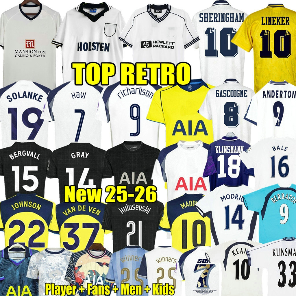 24 25 26 SON Retro TOT JOHNSON soccer jersey Klinsmann 91 92 93 94 GASCOIGNE ANDERTON SHERINGHAM vintage 06 07 08 09 10 82 83 84 Ginola 95 96 97 98 99 Classic Football Shirt