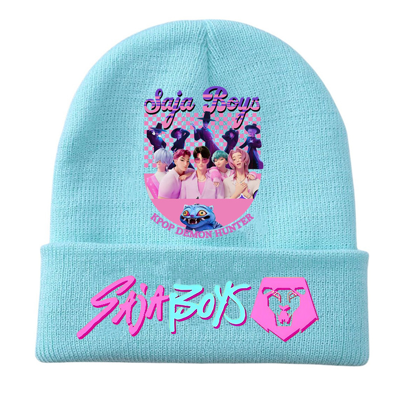 Custom Kpop Demon Hunters Beanie Fashion Curling Knit Hat Printed Bean Cap Outdoor Cold Hat