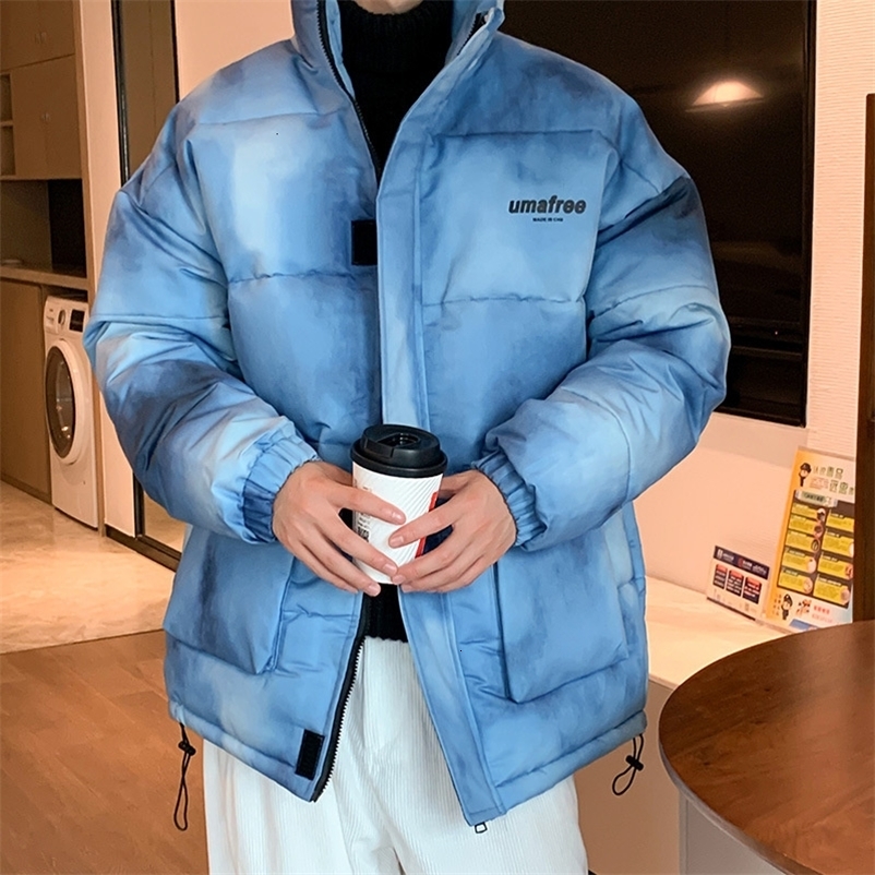 Men's Down Parkas Hip Hop Winter Harajuku Oversized Mens Bubble Coat Tie Dye Jacket Man Streetwear Couple Casual Parkas Korean Y2K Puffer Jackets