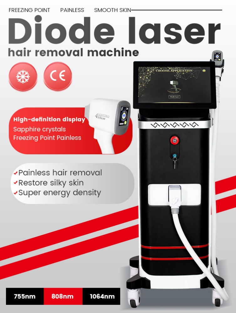 Hot Selling Professional 808nm Diode Laser Hair Removal Device Gel Portable For Beauty Salon Hospital Home