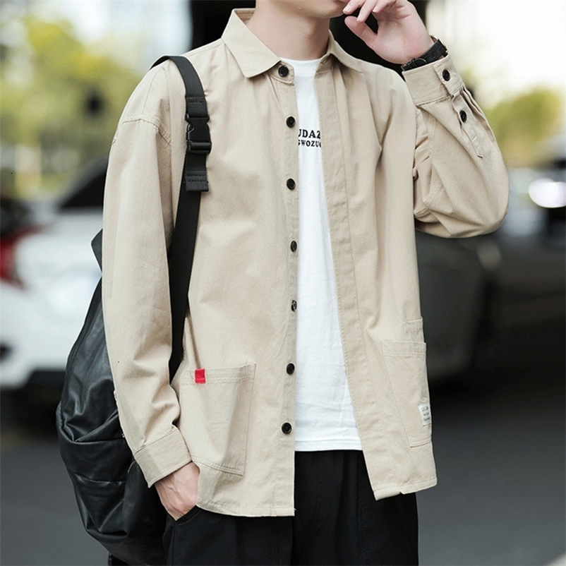 Men's Casual Shirts Spring Cargo Shirt Men Long Sleeve Cotton Black Men's Fashionable Shirt Vintage Clothing Male Streetwear 230503