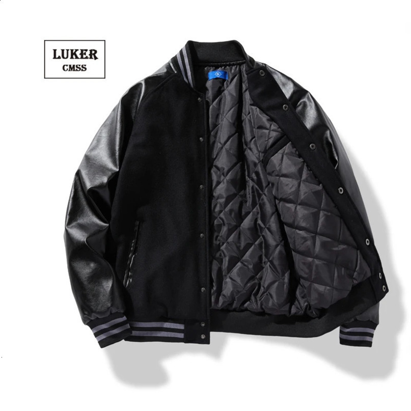 LUKER CMSS Autumn Mens Jacket Fashion Cotton Pad Stand up Collar Splicing Single Corset 812 240904