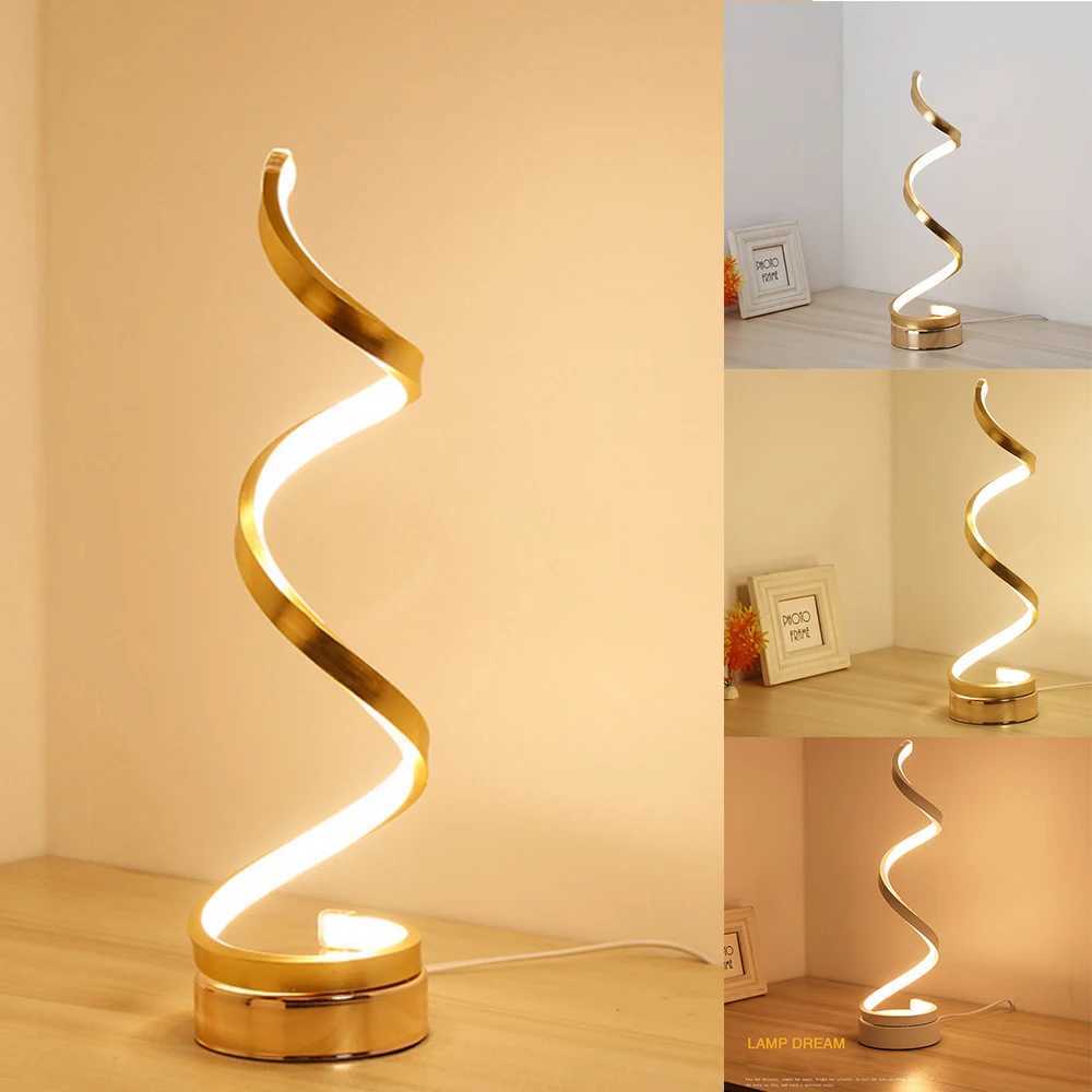 LED Spiral Table Lamp Modern Curved Desk Bedside Lamp Dimmable Warm White Night Light For Living Room And Bedroom C251115