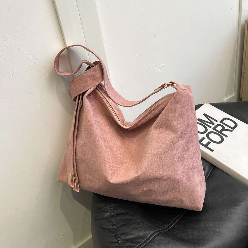 2024 New Fashion Versatile Single Shoulder Tote Relaxed Large Capacity Lazy Style Suede Pillow Bag