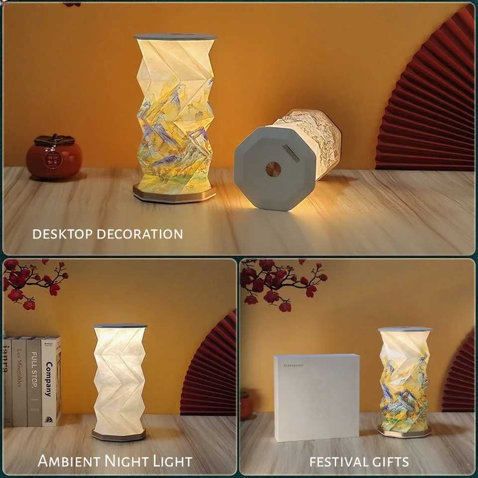 Creative 3D Foldable Origami LED Night Light 360 Rotating Mood Lamp for Bedroom USB Powered Touch Sensor Desk Lamp Gift C251115
