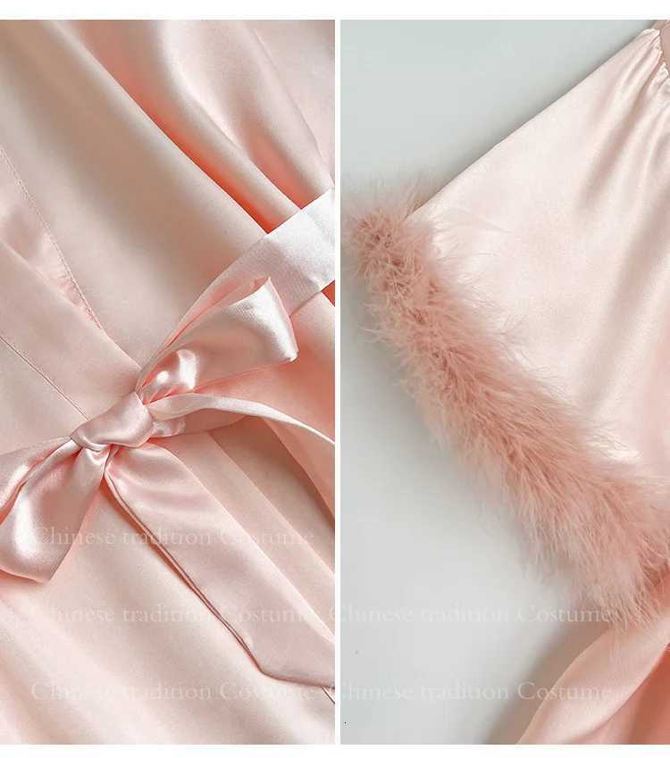 White Bride Wedding Robe with Feathers Women Satin Peignoir Sexy Bridesmids Kimono Gowns Short Bathrobe Bridal Intimate Lingerie Z250924