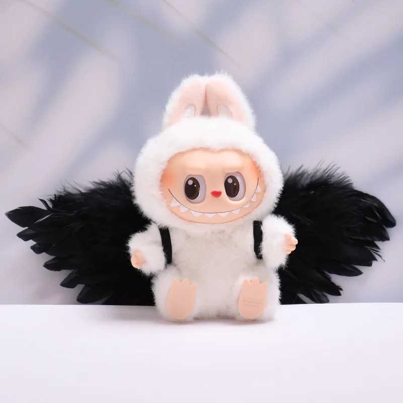 17cm Labubu Angel Devil Feather Wings Clothing Pendant Mini Plush Clothing Fashion Cute Animal Clothing Accessories Gift C250924