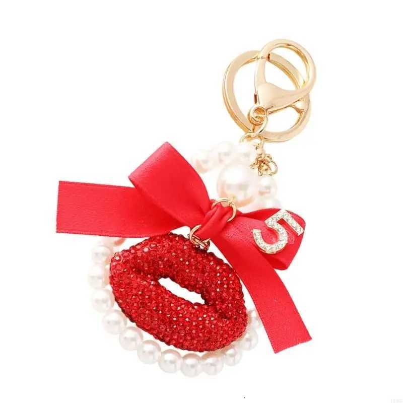 Fashion Rhinestones Lip Keychain With Bowknot Charm Elegant Bag Accessory For Women H8WF D250924